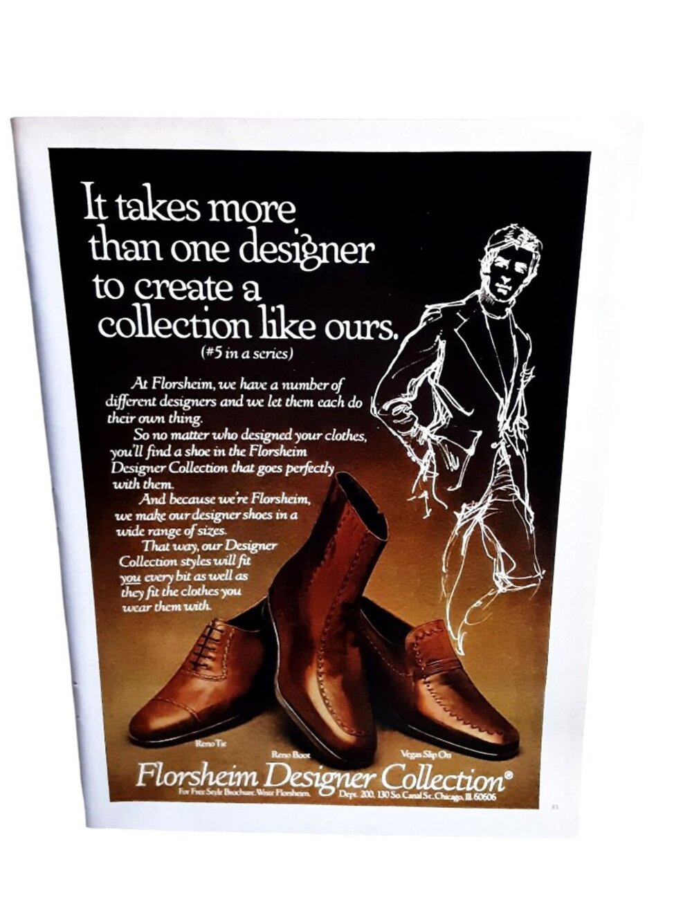 1978 Florsheim Designer Collection Shoes Vintage Print Ad Reno Vega